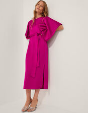 Kara Kimono Sleeve Satin Midi Dress, Purple (PURPLE), large