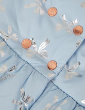 Baby Faux Fur Hooded Bow Coat, Blue (BLUE), large