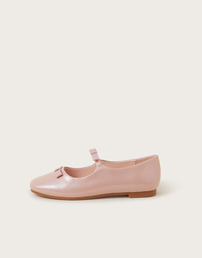 Bow Strap Patent Ballet Flats, Pink (PINK), large