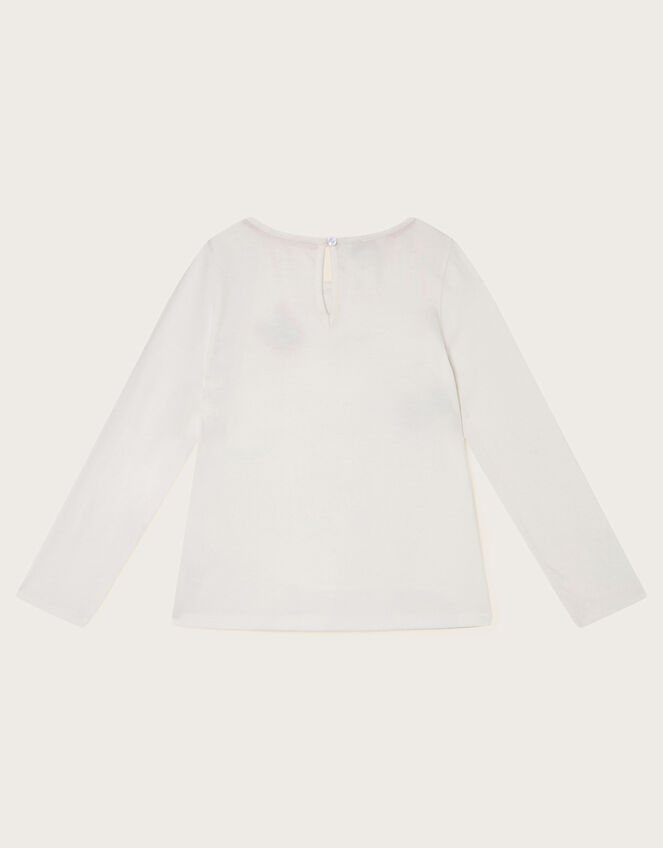 Embellished Butterfly Long Sleeve T-Shirt, Ivory (IVORY), large