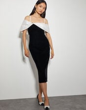 Louisa Velvet Bandeau Midi Dress, Black (BLACK), large