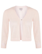 Button Shrug in Linen Blend, Pink (BLUSH), large