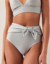 Kiki Glitter High Waist Bikini Bottom, Silver (SILVER), large