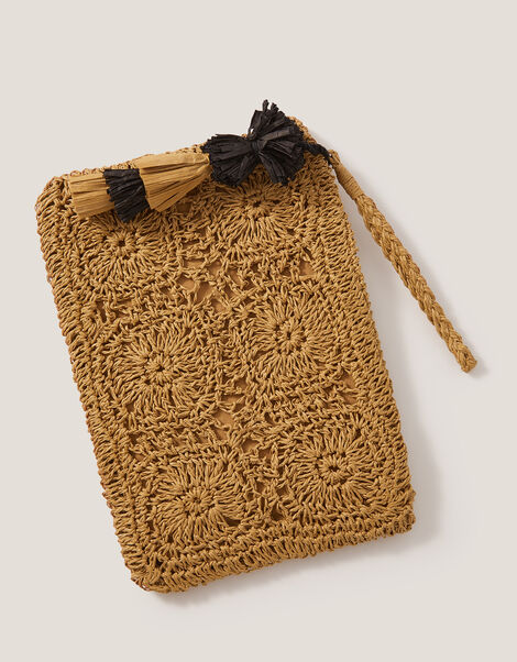 Rory Crochet Zip Pouch, Natural (NATURAL), large