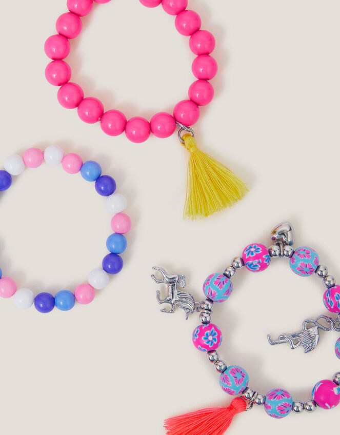 3-Pack Mixed Bead Charm Bracelets, , large