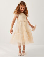 Anina Butterfly Ruffle Party Dress, Cream (CREAM), large
