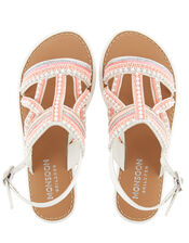 Cross Strap Beaded Sandals , Pink (PINK), large