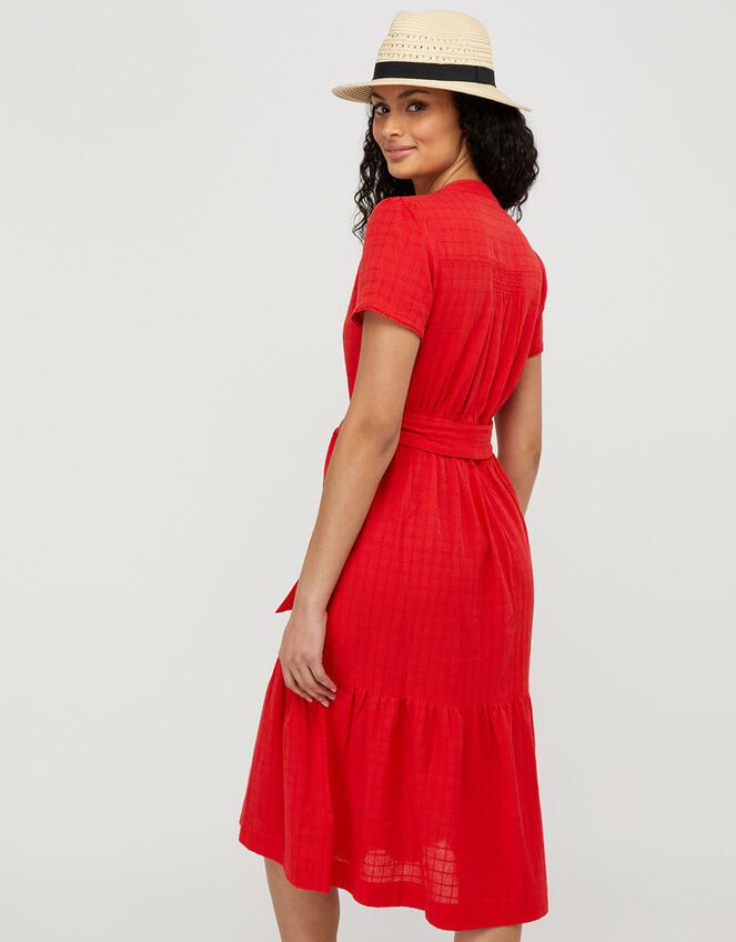 Hope Textured Tiered Midi Dress, Red (RED), large