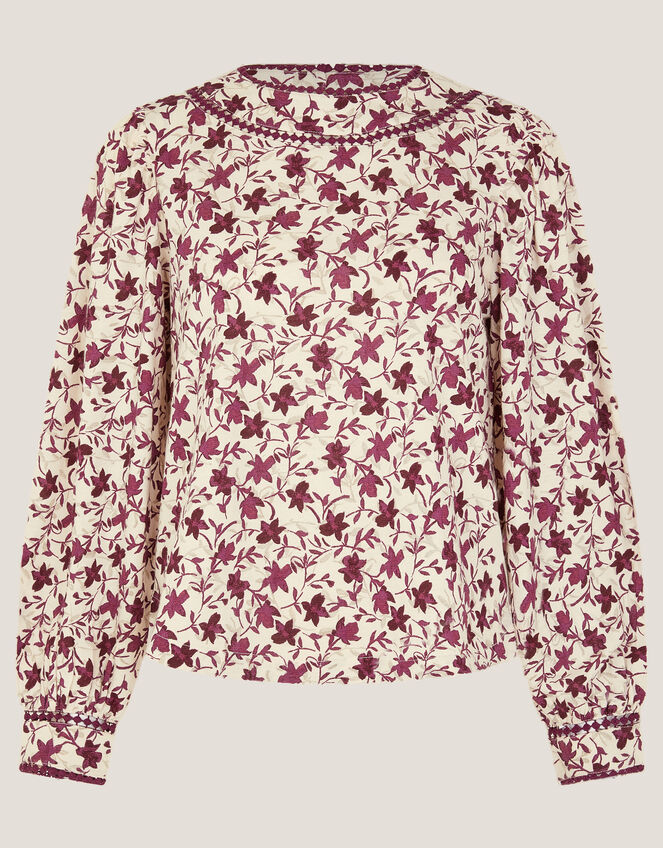 Felipa Floral Print Jersey Top, Ivory (IVORY), large