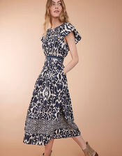 East Brenda Print Midi Dress, Blue (BLUE), large