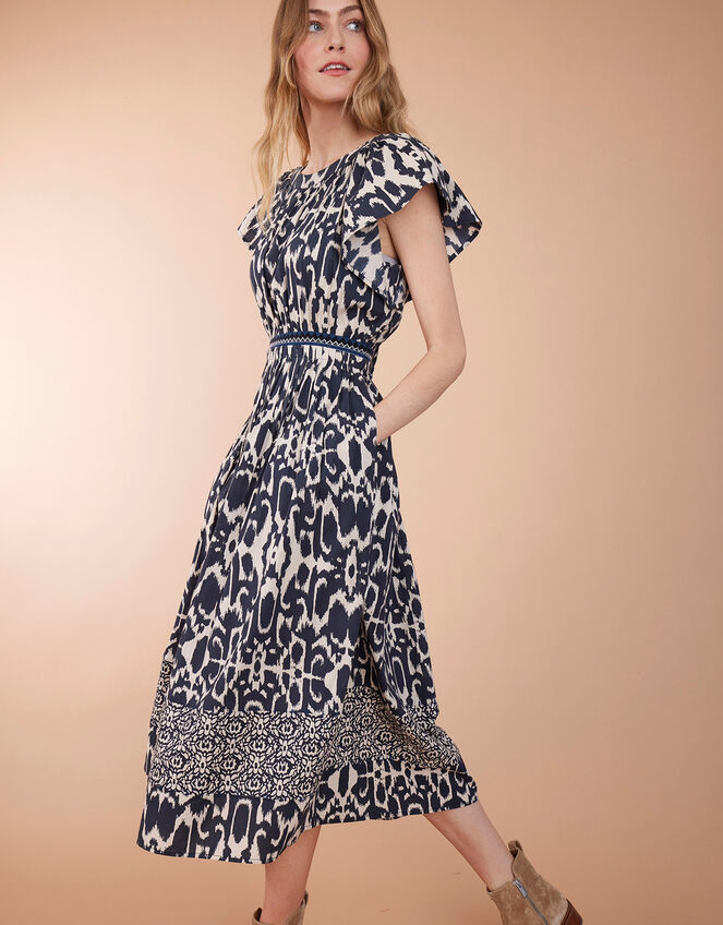 East Brenda Print Midi Dress, Blue (BLUE), large