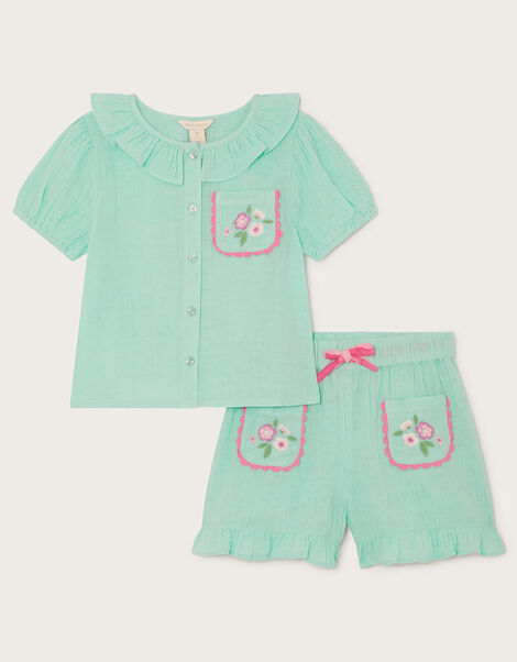 Cheesecloth Pyjama Set, Green (GREEN), large