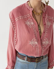 Maison Hotel Phillipa Embroidered Blouse, Orange (CORAL), large