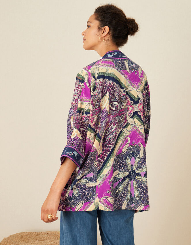 Sequin Paisley Print Kimono, Pink (PINK), large