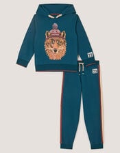 Winter Wolf Hoodie & Joggers Set, Blue (BLUE), large
