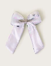 Reversible Sequin Bow Hair Clip, , large