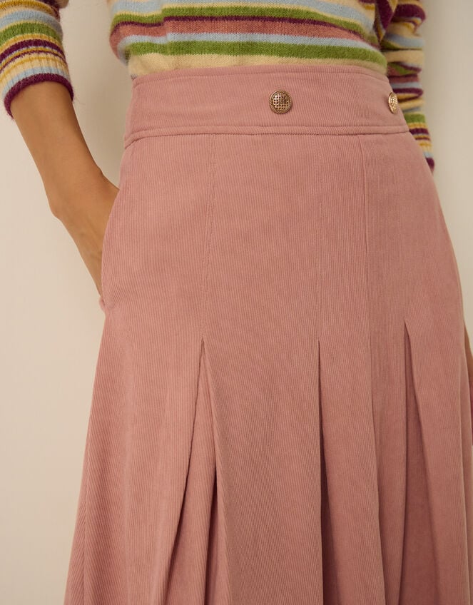 Shiloh Stretch Corduroy Midi Skirt, Pink (PINK), large