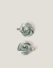 2-Pack Satin Rosette Hair Clips, , large