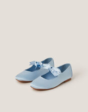 Satin Ballet Flats, Blue (BLUE), large