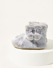 Faux Fur Slipper Boots, Grey (GREY), large