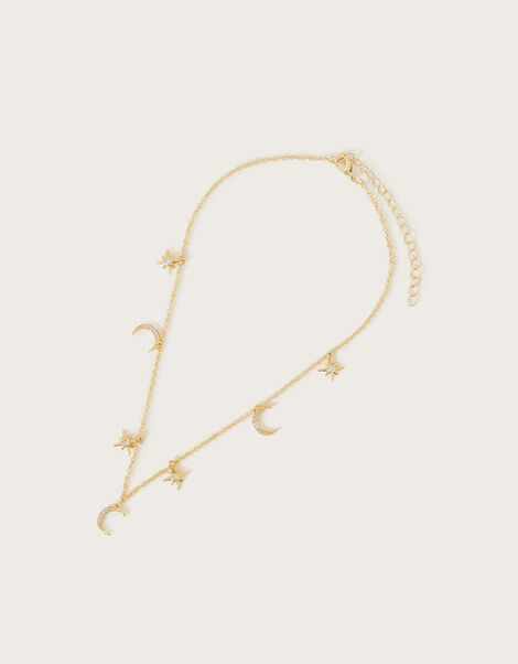 Moon and Star Charm Necklace Gold, Gold (GOLD), large