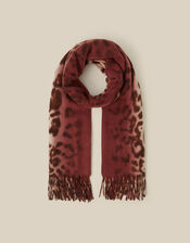 Archi Animal Print Tassel Scarf, Natural (NEUTRAL), large
