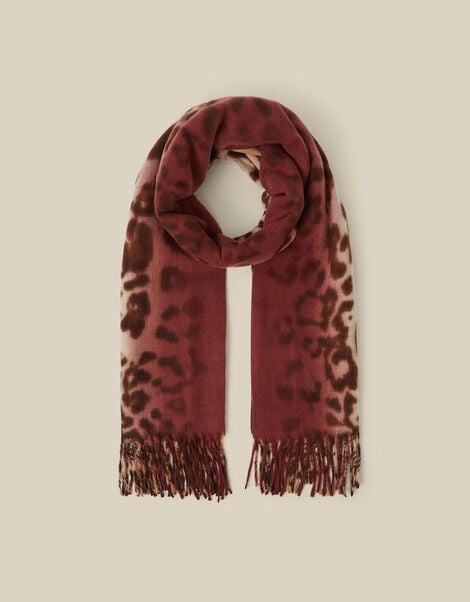 Archi Animal Print Tassel Scarf, Natural (NEUTRAL), large