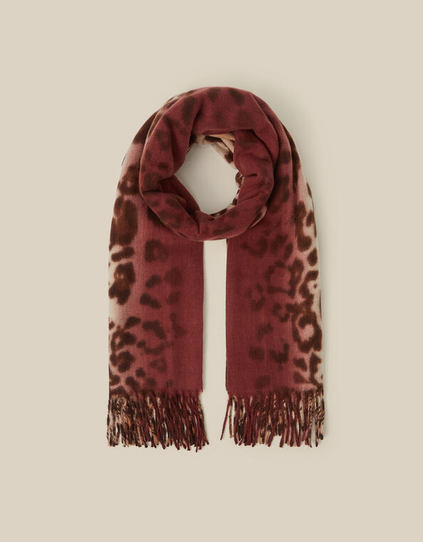 Archi Animal Print Tassel Scarf, Natural (NEUTRAL), large
