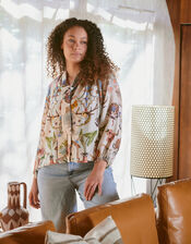 One Hundred Stars Cornucopia Pussybow Blouse, Ivory (IVORY), large
