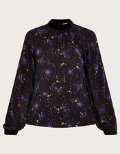 Felicia Print Blouse, Blue (NAVY), large