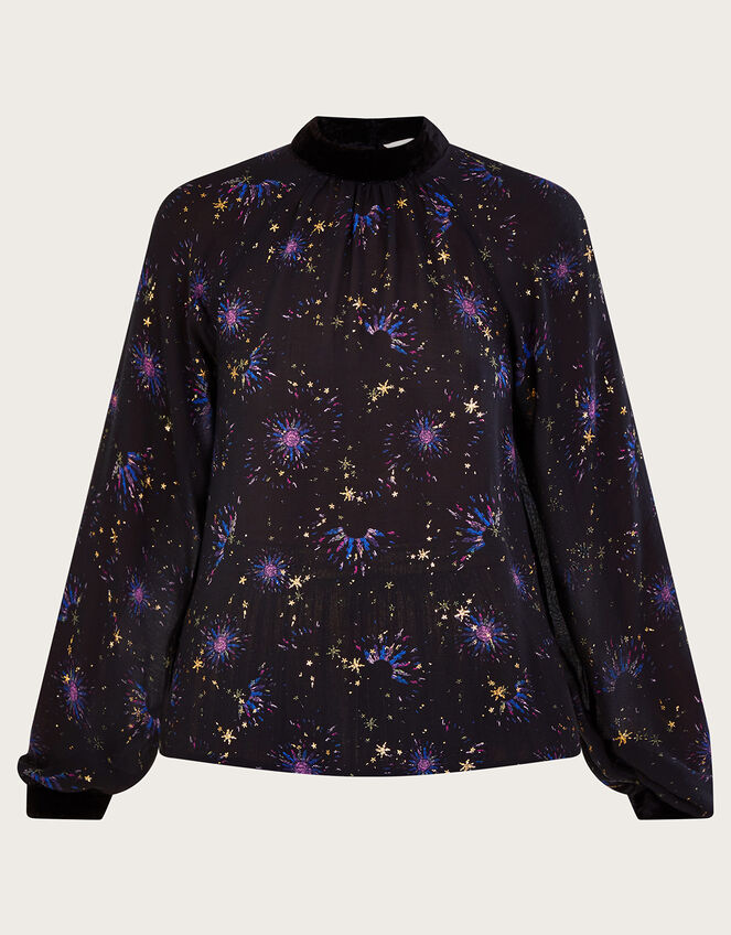 Felicia Print Blouse, Blue (NAVY), large