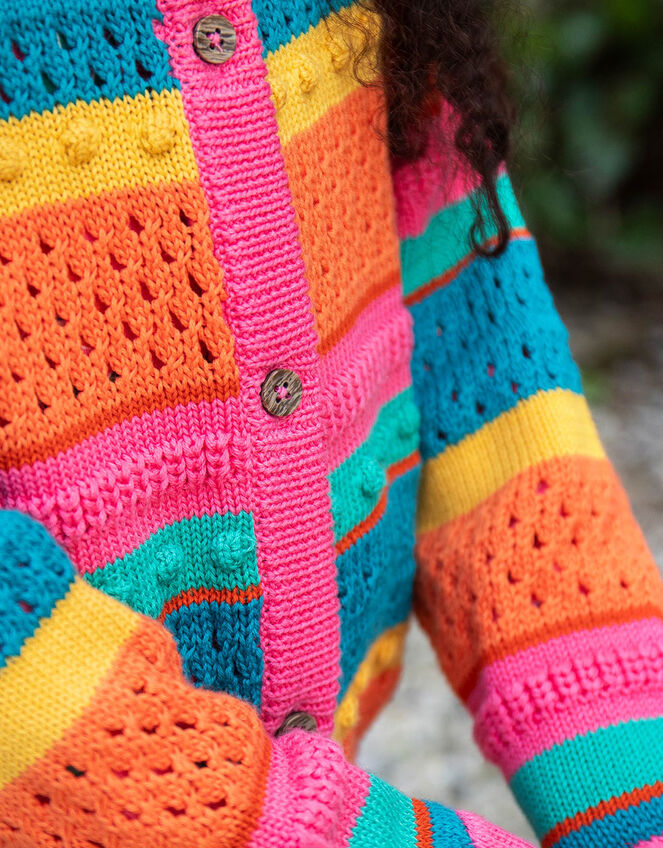 Frugi Rowe Rainbow Cardigan, Multi (MULTI), large