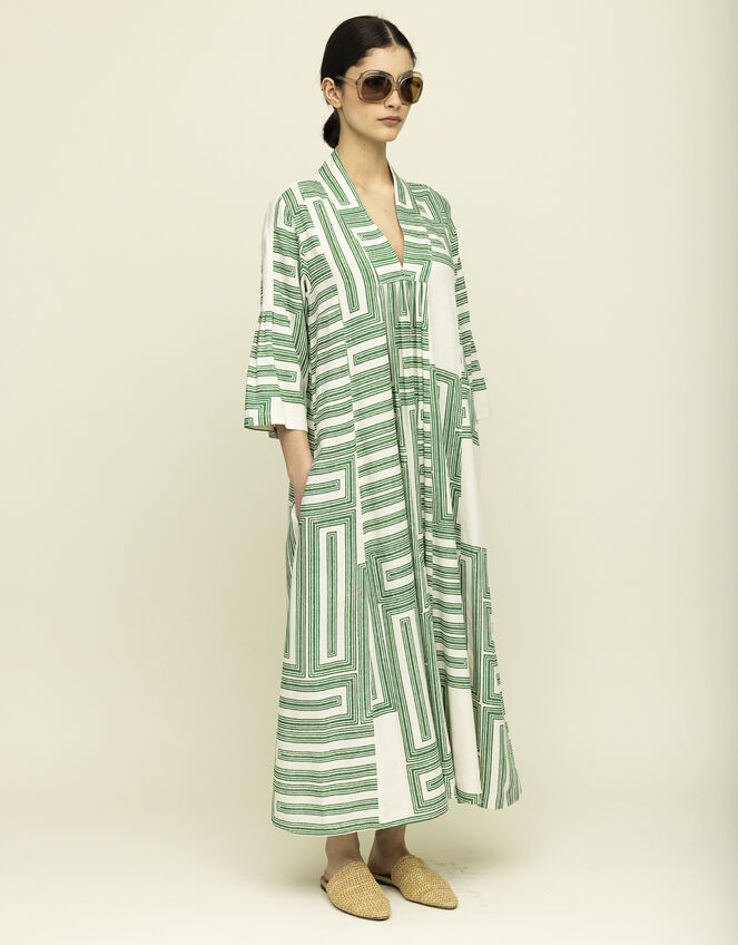 Tallulah & Hope City Geometric Print Kaftan, Green (GREEN), large