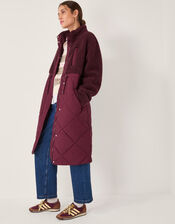 Marlo Borg Quilted Coat, Red (BURGUNDY), large