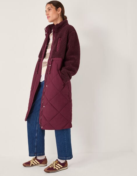 Marlo Borg Quilted Coat, Red (BURGUNDY), large