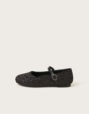 All-Over Glitter Ballet Flats, Black (BLACK), large