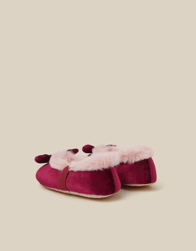 Baby Faux Fur Lined Ballet Slippers, Red (BURGUNDY), large