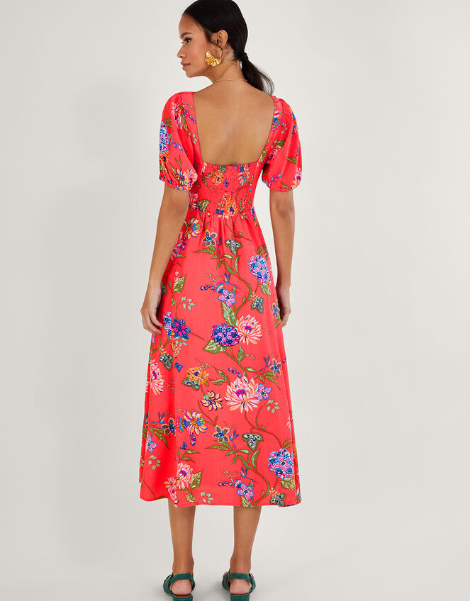 Regina Floral Print Tea Dress, Orange (CORAL), large