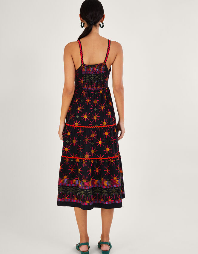 Geometric Print Jersey Sundress, Black (BLACK), large