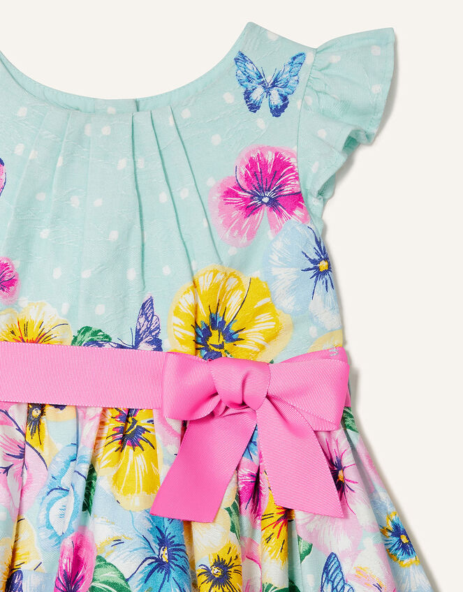 Baby Floral Jacquard Dress , Blue (AQUA), large
