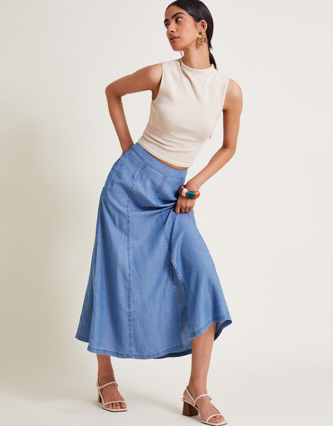 Tierra Midi Skirt, Blue (DENIM BLUE), large