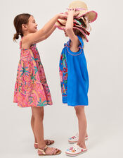 Tropical Swirl Print Beach Dress, Orange (ORANGE), large