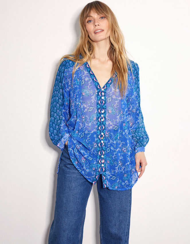 East Leona Paisley Print Blouse, Blue (BLUE), large