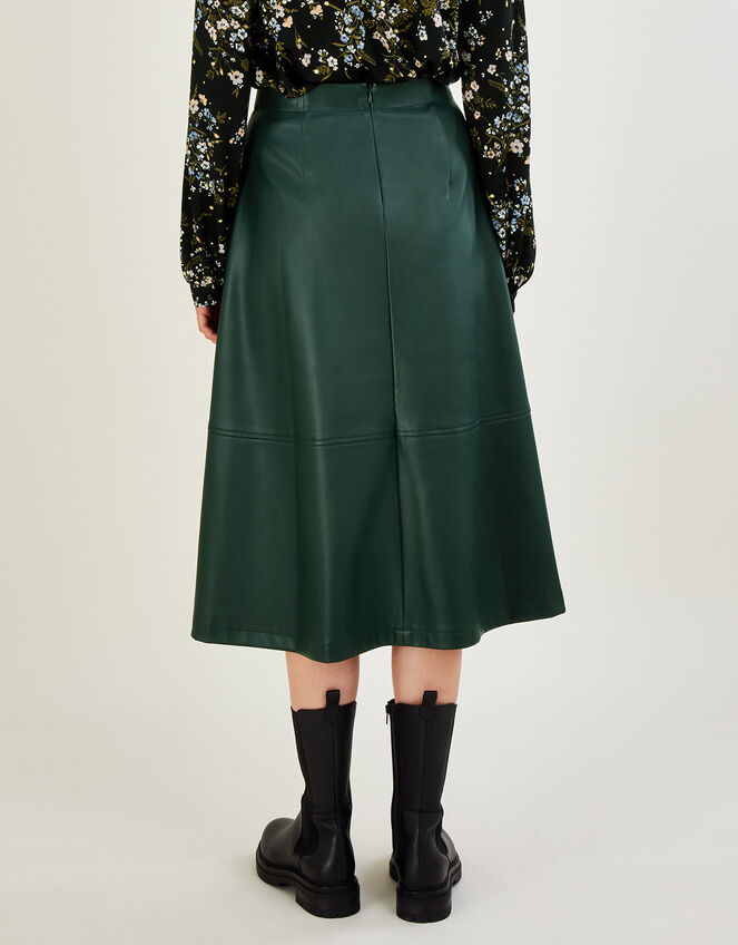 Savannah PU Midi Skirt, Green (GREEN), large