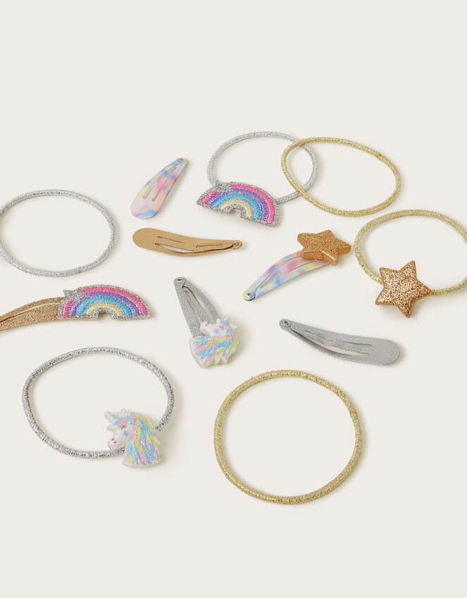 Rainbow Unicorn Hair Bands and Clips Set, , large