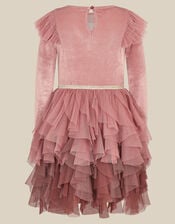 Sequin Christmas Tree Velvet Disco Dress, Pink (PINK), large
