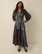 Madelyn Metallic Midi Dress, Green (GREEN), large