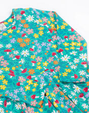 Frugi Sofia Printed Skater Dress, Green (GREEN), large