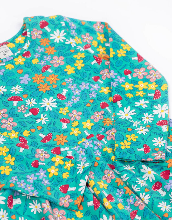 Frugi Sofia Printed Skater Dress, Green (GREEN), large
