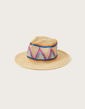 Macrame Detail Fedora Hat, , large